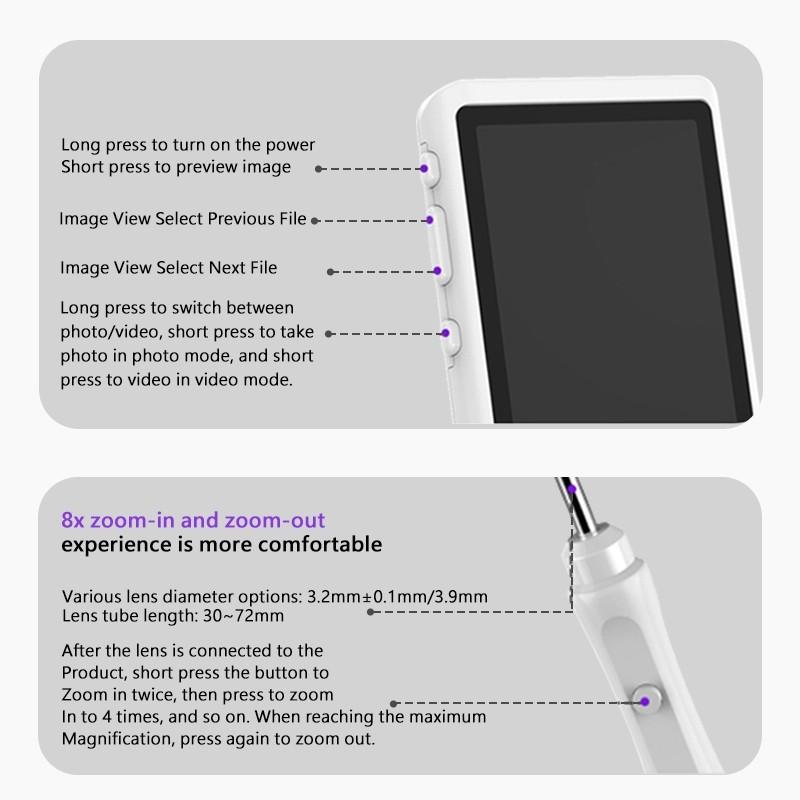 4.5-inch Screen Ear-picking Instrument 3.9/3.2mm Digital Otoscopy Endoscope HD LCD Screen Ear Scope Clean Ear Wax Cameras