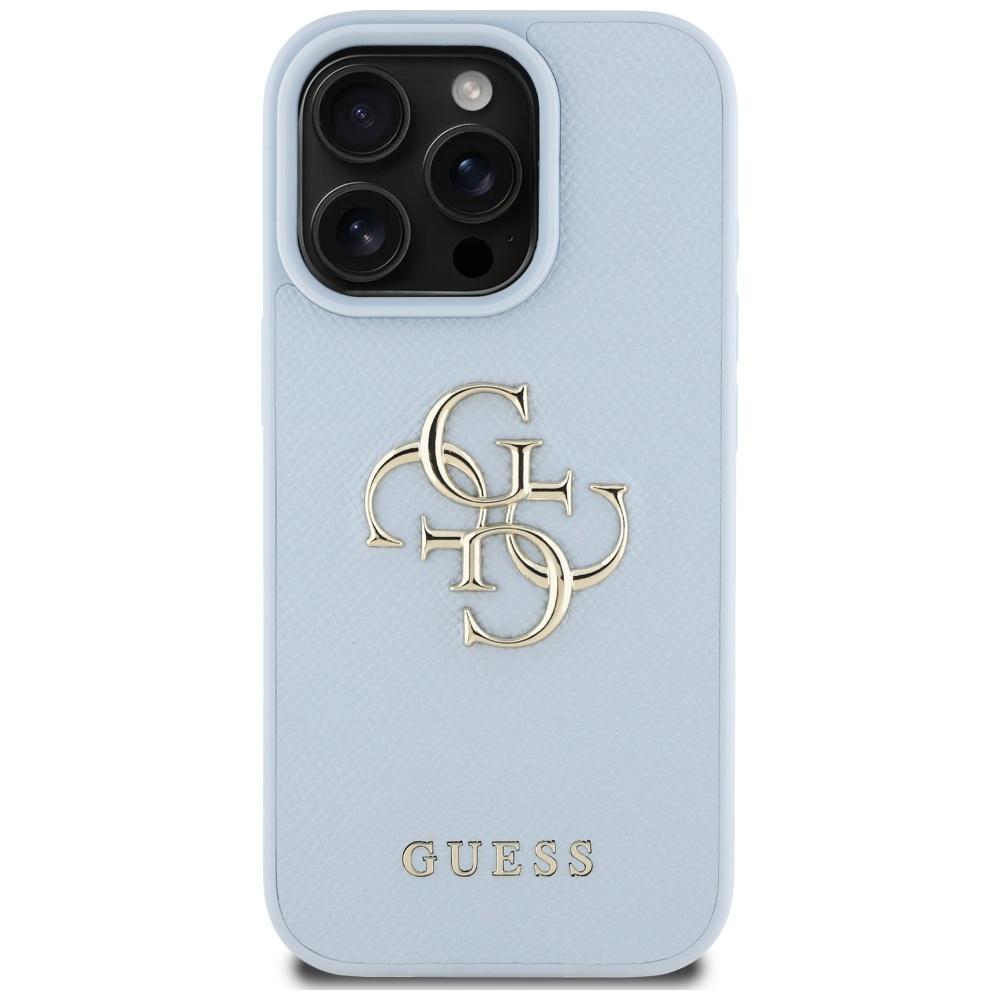 Etui do iPhone 16 Pro Max Guess Grained Classic Logo Niebieskie