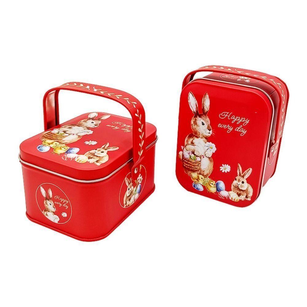 Tinplate Easter Tin Metal Box Easter Supplies Candy Box New Rabbit Storage Box