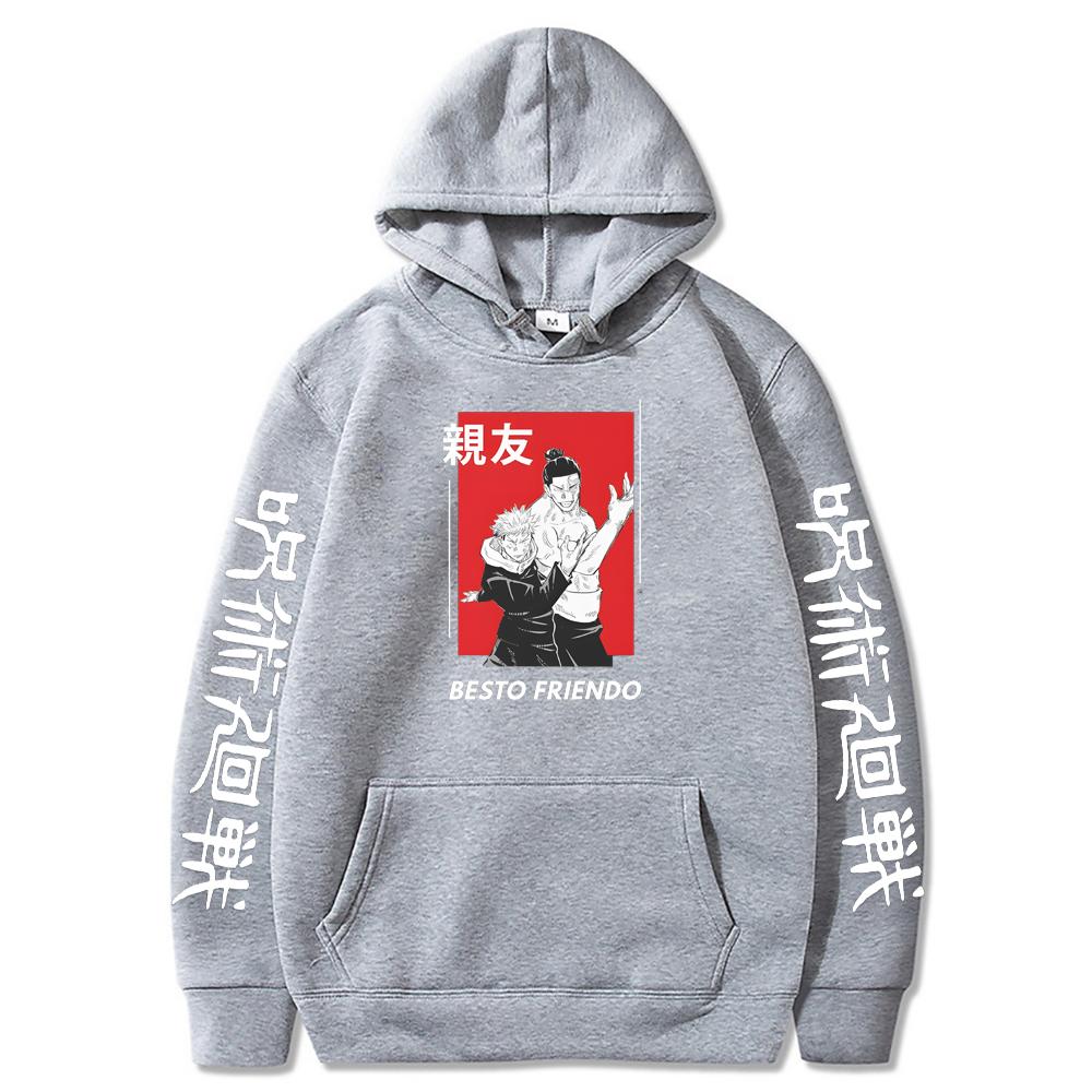 Jujutsu Kaisen Besto Friendo Yuji Todo Новый товар в наличии Harajuku с принтом комиксов Зимняя толстая свободная спортивная мужская модная толстовка с капюшоном большого размера