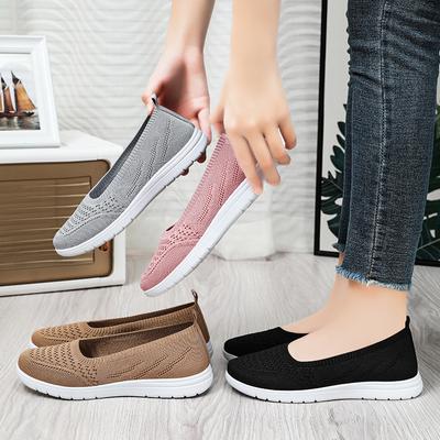 Fly Weaving Shoes Women's Summer Sneakers Large Cross-border Ultra-light Sports Shoes Mother Shoes Shallow Mouth Flat-bottomed Pedal Shoes