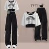 Summer Women's Tracksuit Matching Set Elegant Loose Short Sleeved T-shirt+suspender+Cargo Pants Three Piece Suit