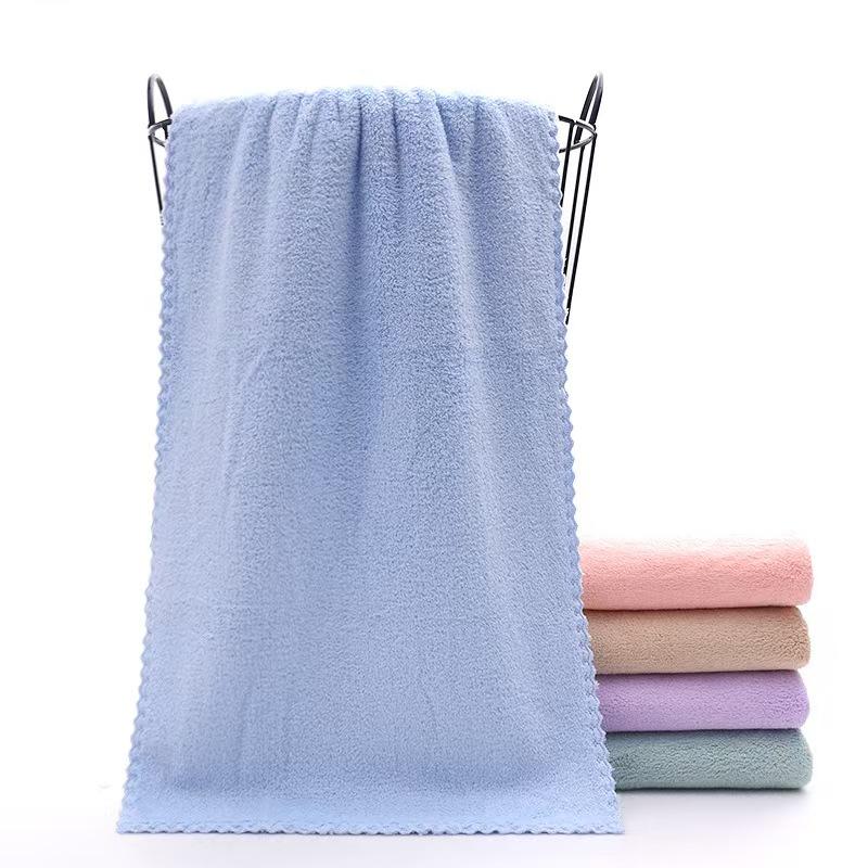 Solid Color Coral Velvet Towels Super Absorbent Soft Quick‑Drying Face Hand Towel for Adults Household Bathroom
