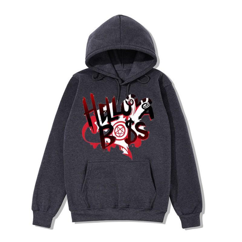 Unisex Oversized Hooded Sweatshirt With Punk Graphic Print Loose Fit Kangaroo Pocket Fall Casual Wear