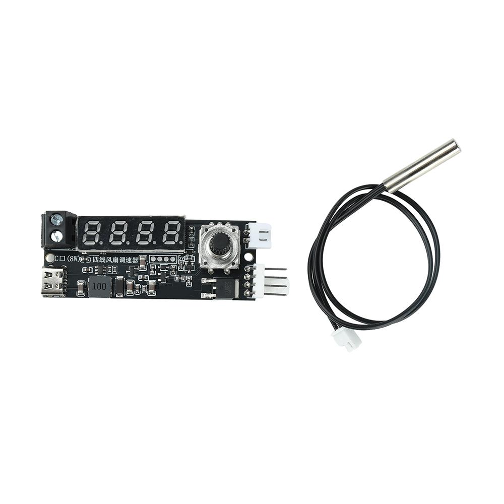 Модуль управления скоростью вентилятора PWM 5V 12V 5A, 4-проводной, с интеллектуальным охлаждением, управляемым температурой, дисплей температуры/оборотов, питание Type-C