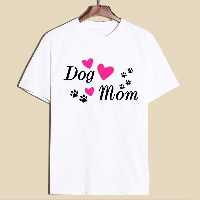 ZIMOXUAN Летняя женская хлопковая футболка с короткими рукавами и принтом лапы собаки и мамы, футболки для мамы