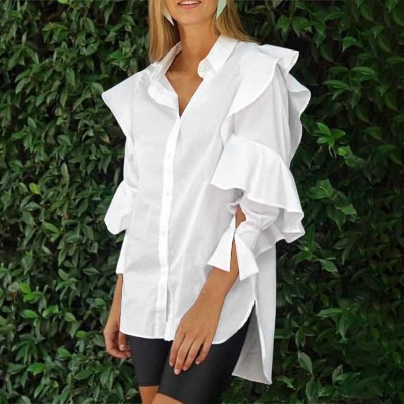 VONDA Женские осенние рубашки с длинным рукавом и воротником-стойкой