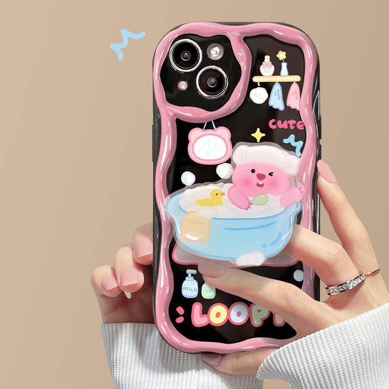 Подходит для чехла для мобильного телефона Apple 15promax IPhone 14/13 Милая мультяшная подставка 11/12 Силиконовый Xs Противоударный