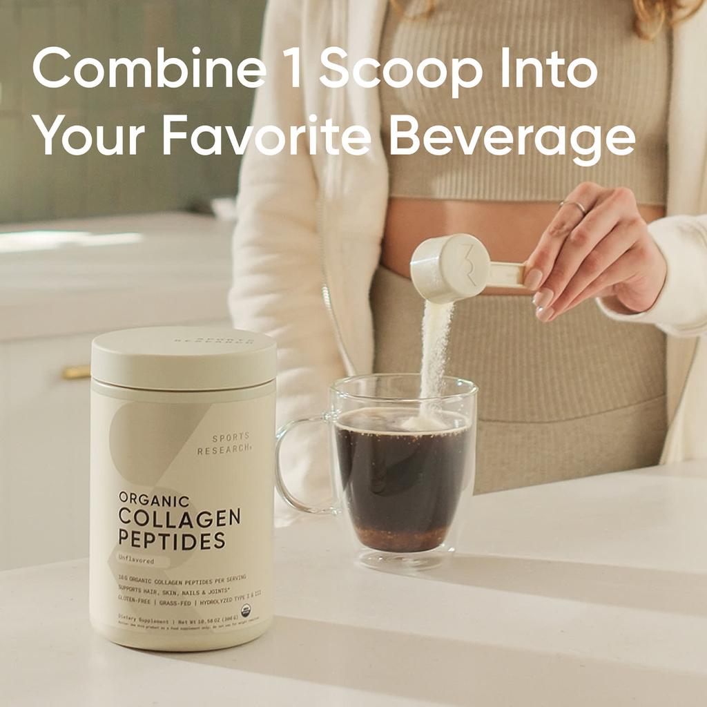 Sports Research, Organic Collagen Peptides, Unflavored, 10.58 oz (300 g)