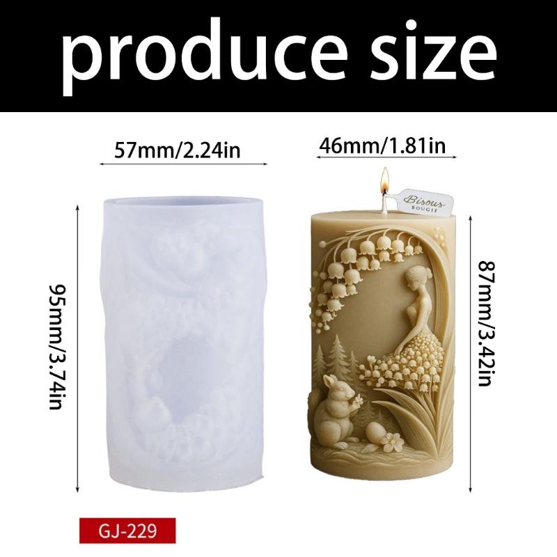 Floral Maiden Cylinder Silicone Candle Mould Food Grade Silicone For Making Candle Soap Chocolate Easter Decoration