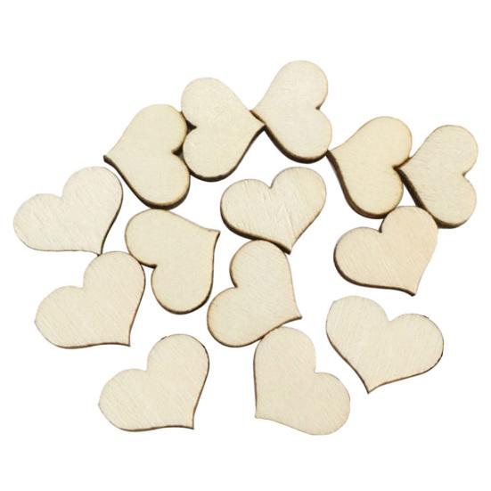 100Pcs Heart Shape Wooden Buttons Rustic Sewing Wedding Table Scatter Decor