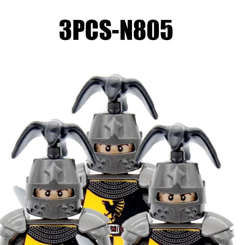 MOC Средневековый Король Строительные Блоки Армия Замок Ворон Красный Лев Черный Орел Рыцарь Фигурки Солдат Мечи Щит Оружие Кирпичики Игрушки