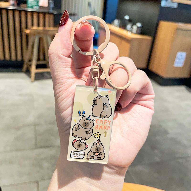Cute Cartoon Acrylic Keychain Adorable Capybara Design For Backpacks And Bags
