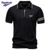 Reebok Новая футболка-поло POLO с вышивкой, воротником-стойкой и молнией для весны и лета 2026, Мужская футболка-поло POLO с коротким рукавом из тенсела, Business Casual