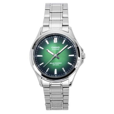 Стандартные аналоговые мужские часы MTS-RS100D-3AV из нержавеющей стали с зеленым циферблатом на солнечных батареях