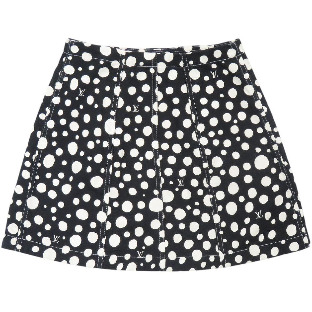 Used AUTHENTIC LOUIS VUITTON x Yayoi Kusama infinity dot Mini skirt Black cotton