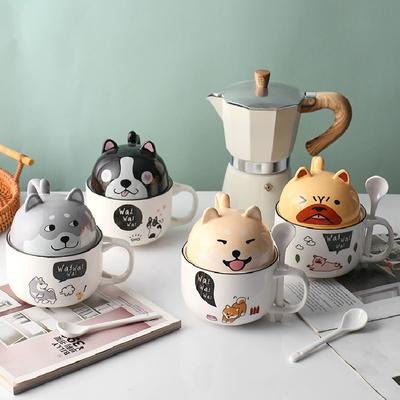 Чашка для кофе из костяного фарфора с изображением животных, кофейная чашка с изображением креативной кошки Шиба-Инди, керамическая чашка для послеобеденного чая, молока для завтрака, костяного фарфора