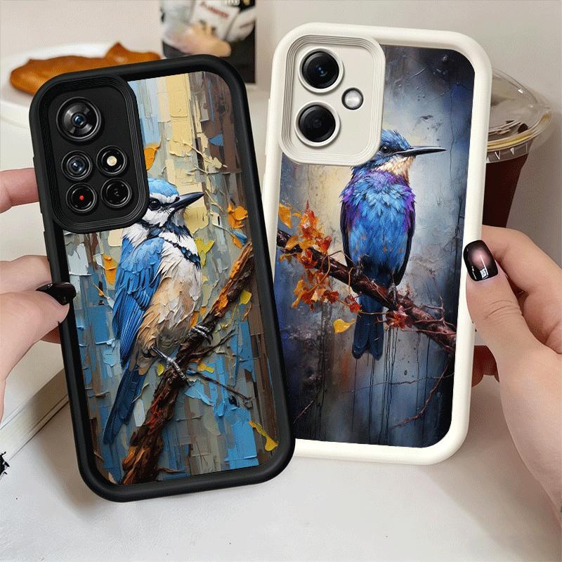 Bird Oil Painting Style Soft Phone Case for Xiaomi Poco X7 X6 X5 Pro X4 Gt X3 F7 Ultra M8 M7 Redmi 15C 15 14C 13 13C 12 12C 10 1
