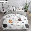 Cartoon Bedding Set Cute Cats Printed 3D Duvet Cover Set Twin Full Queen King Double Sizes Pillowcase Bedclothes Soft Polyester
