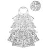 Kids Dance Leotard Halter Neck with Shiny Sequins Ruffles for Jazz Latin Performance Costume