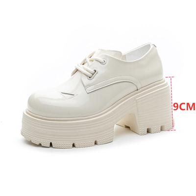 Модные AIYUQI 2025 новая женская обувь 9см толстая подошва шнуровка лоферы для женщин Удобные и увеличивающие рост женские туфли на высоком каблуке