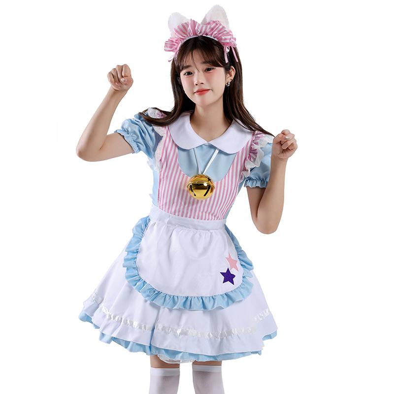 Japanese cute blue sexy cat maid dress cafe maid dress work dress