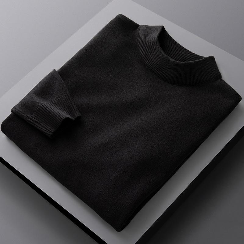 Свежий и элегантный свитер мужской антипиллинговый высококачественный трикотажный свитер с высоким воротом приталенный свитер с длинным рукавом однотонный трендовый мужской свитер