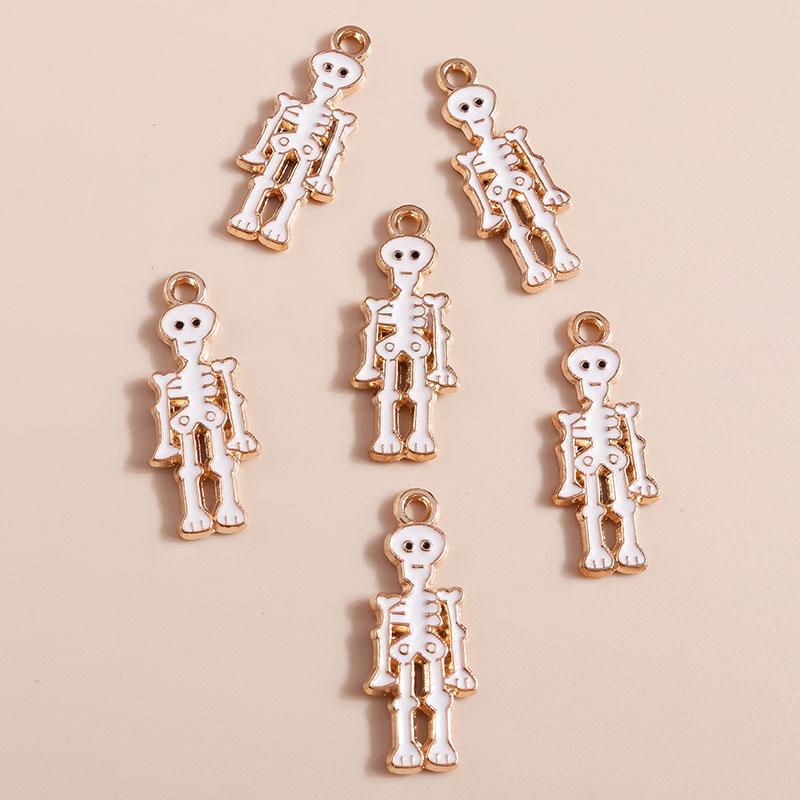 10pcs Enamel Halloween Skull Skeleton Charms Penants for Necklace Earrings DIY Bracelet Handmade Jewelry Accessories Findings