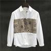 Japanese 2024 Men's New Patchwork Square Collar Button Printing Geometric Fashion Loose Minimalist Casual Long Sleeved Shirts