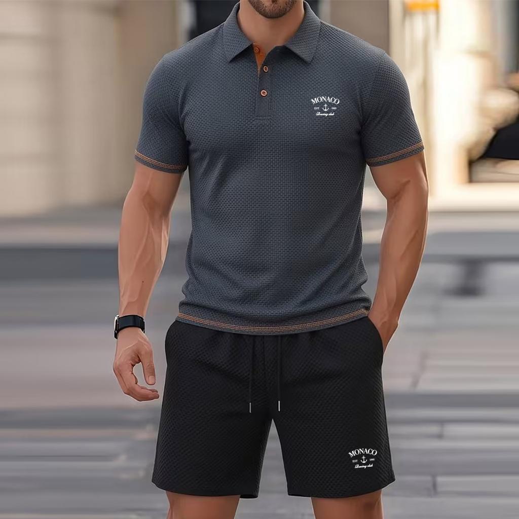 Portable Men's Travel Polo 2Pack Set, Knit with Contrasting-Color Cuffs and a 3Button Collar, Lightweight and Easy to Pack