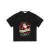 Christmas T Shirt Black Santa Claus Joy To The World Print Holiday Party Wear