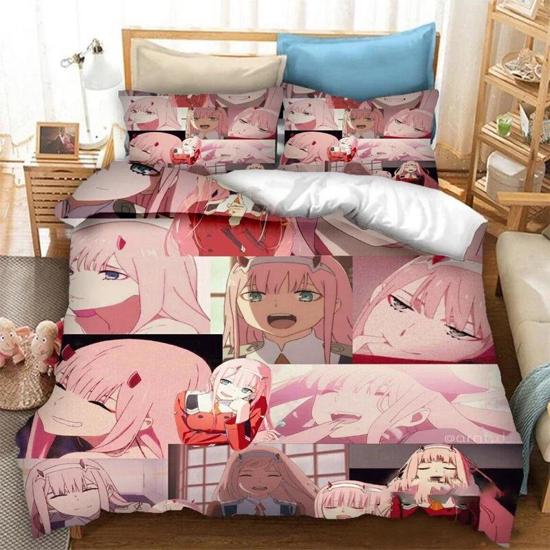 Kawaii Girls DARLING in the FRANXX Zero Two Anime Комплект постельного белья для мальчиков и девочек Twin Queen Size Пододеяльник Наволочка Кровать для детей и взрослых