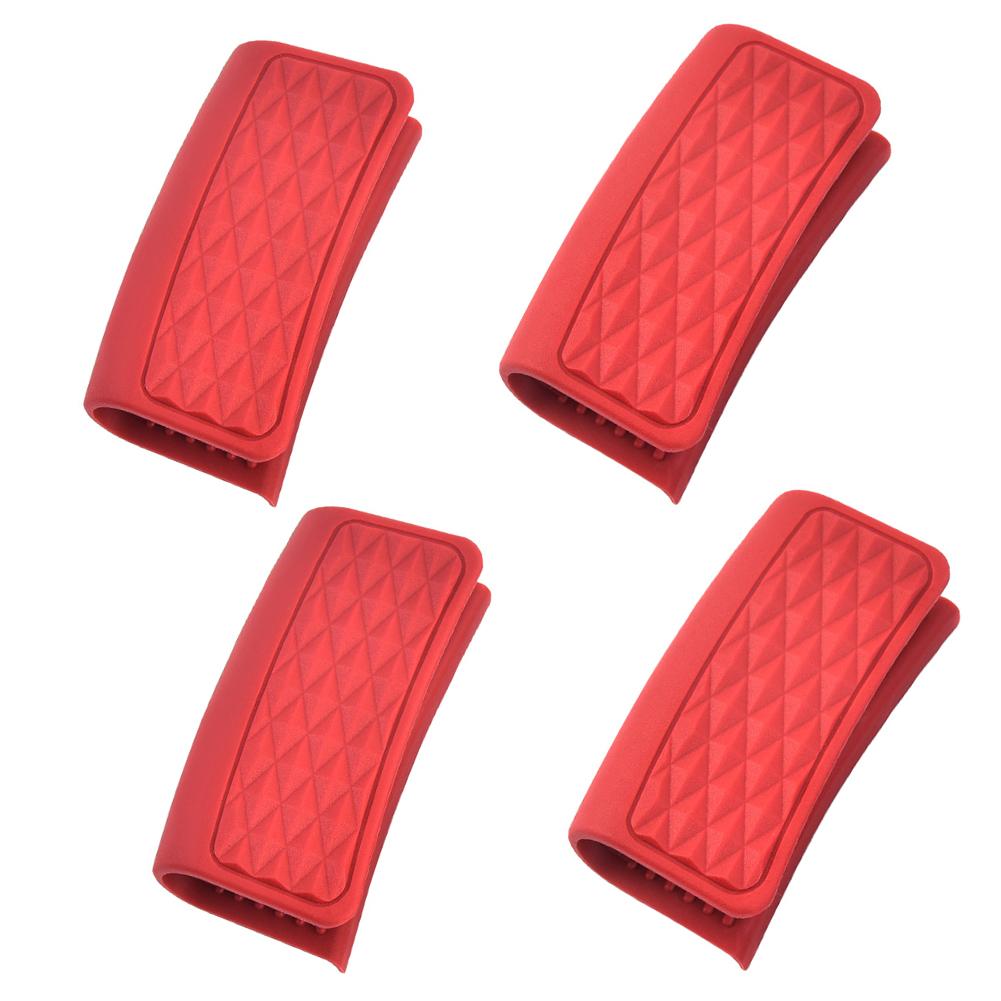 4pcs Silicone Pot Assist Handle Covers High Heat Resistance Anti-slip Anti-scalding Washable Reusable Pot Holder Sleeves