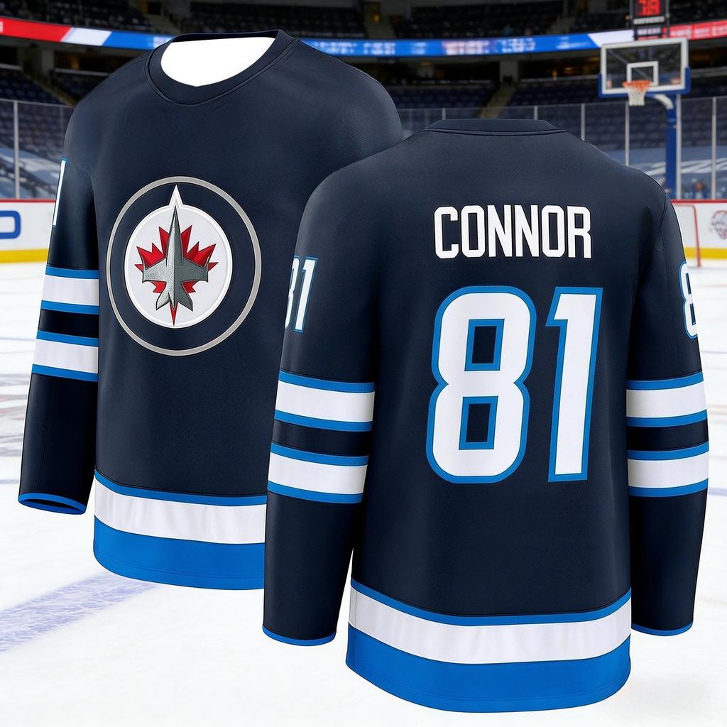Мужская игровая тренировочная футболка для хоккея на льду Winnipeg Jets с 3D-печатью, дышащая, быстросохнущая, с длинным рукавом, детская