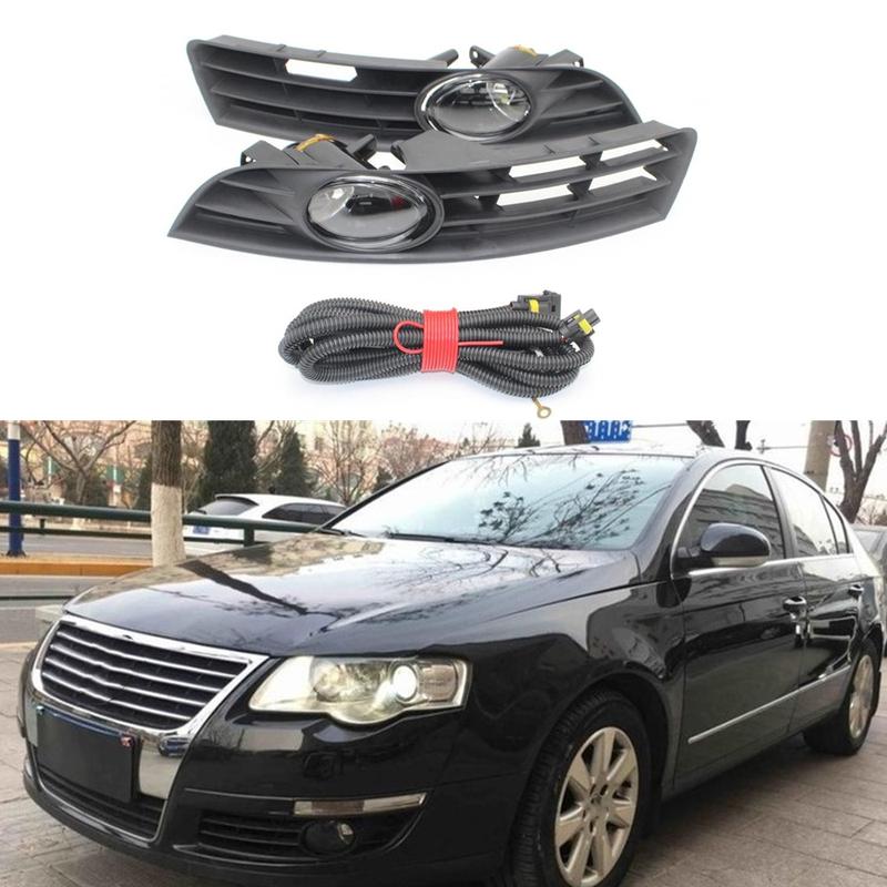 Для VW Passat B6 2006 2007 2008 2009 2010 2011 Автомобильный стайлинг Передняя галогенная противотуманная фара / Накладка на решетку / Жгут проводов в сборе