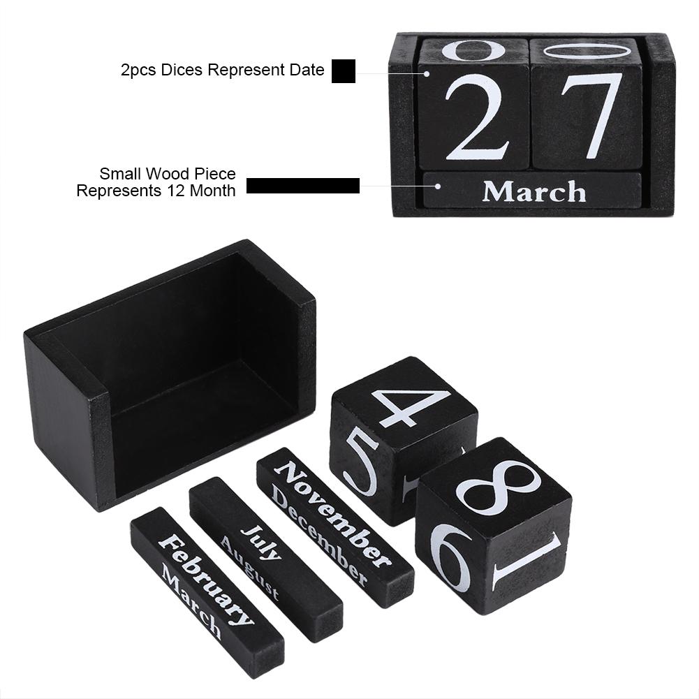 Винтажный деревянный календарь настольный деревянный блок отображение месяца и даты украшение для домашнего офиса