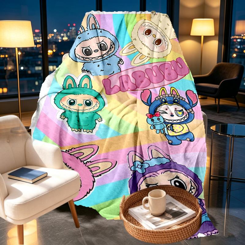 Labubu Print Blanket - Soft & Comfortable, for Bedroom, Travel, Sofa, Home Decoration - Birthday Christmas Gift for Friend