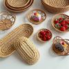 Kitchen Food Fruit Tray Snacks Storage Box Woven Autumn Vine Storage Tray Weaving Cups Coaster Desktop Storage Organizer