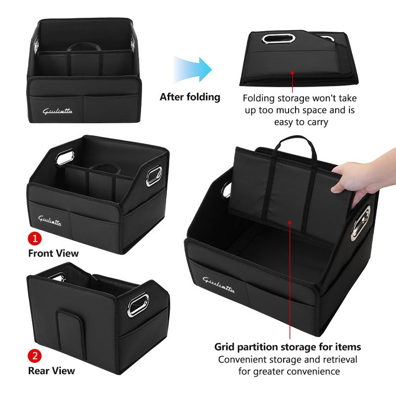 For Alfa Romeo Foldable Leather Car Boot Organiser Large Capacity Travel Storage Box For Alfa Romeo Giulietta GT 159 147 156 Mit