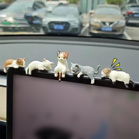 1/2/4 шт. Мини-фигурка кошки, приборная панель автомобиля, центральное управление, дисплей, экран, крепление, спящий, лежащий, сидящий котенок, статуя, скульптура животного, украшение