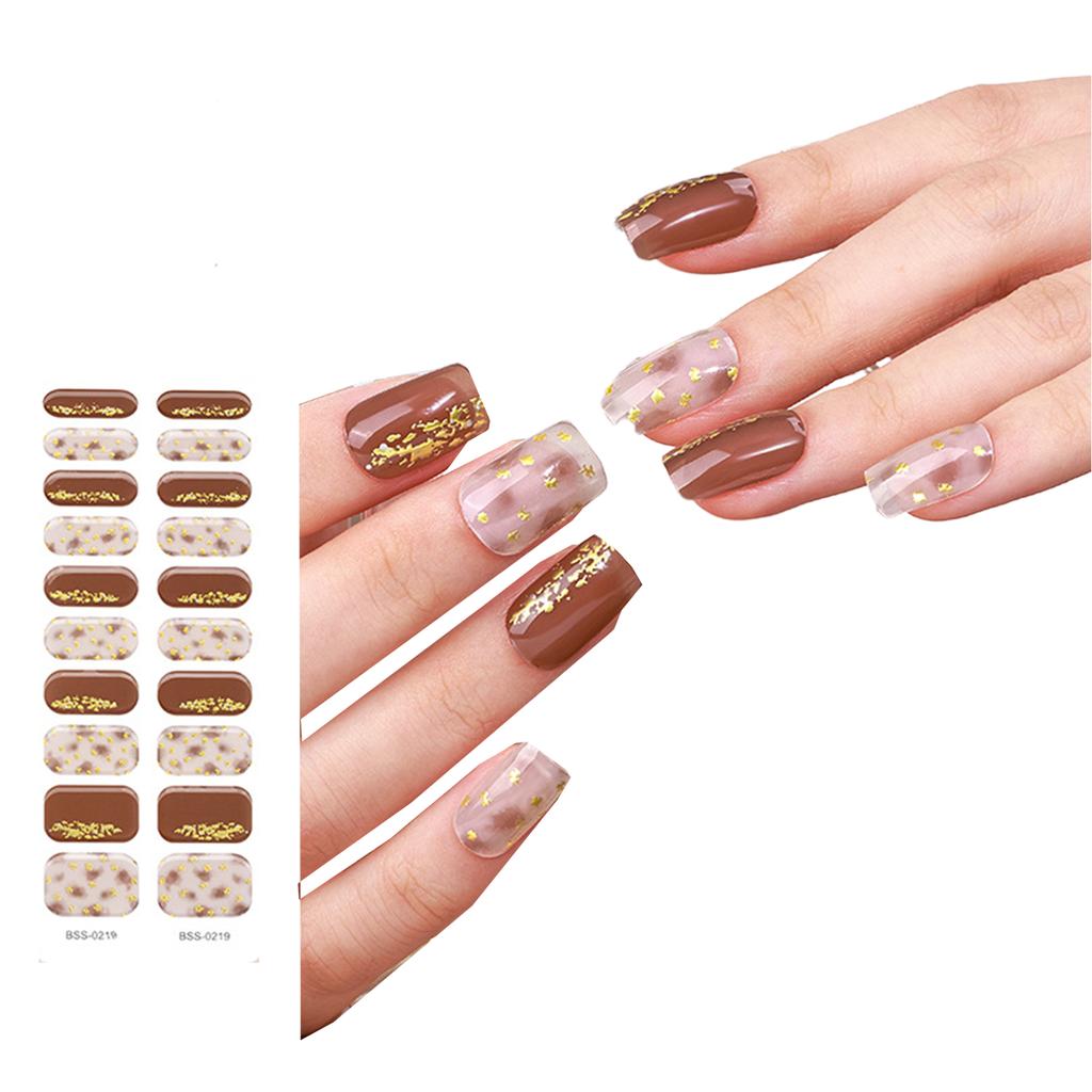 2 шт. полуотвержденных гелевых полосок для ногтей для женщин, гелевые наклейки для ногтей, долговечные гелевые обертывания для ногтей с мягким глянцевым гелевым покрытием