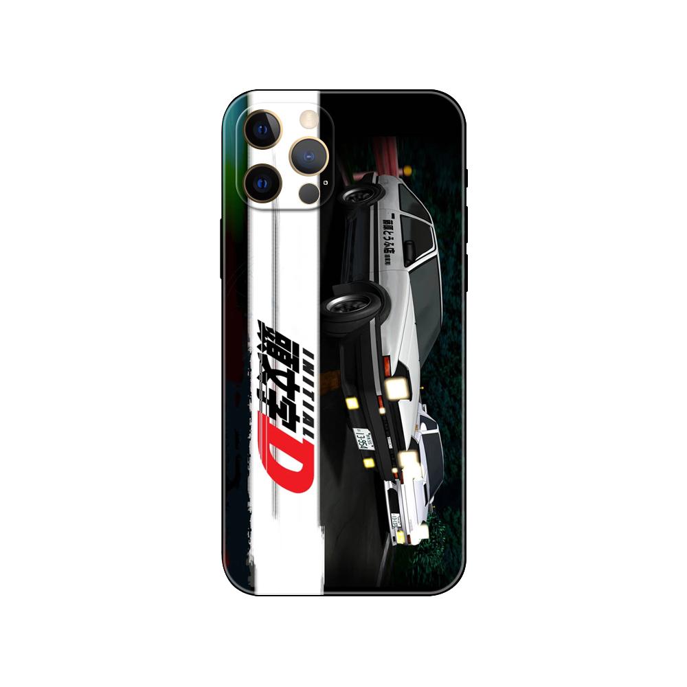Автомобильный чехол Initial D AE86 для iPhone 5 5S se 6 6s 7 8 plus x 10 XR XS 11 12 13 mini pro MAX, черная задняя крышка из ТПУ