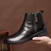 New Men Casual Shoes Autumn Winter Plush Warm Men 'S Boots Genuine Leather Side Zipper Brogue Shoes Luxury Chelsea Boots