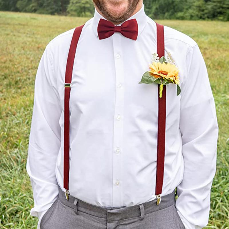 Классический комплект подтяжек и галстука-бабочки, регулируемые эластичные подтяжки с Y-образной спинкой шириной 2,5 см и 3 зажимами, тканый предварительно завязанный галстук-бабочка шириной 12 см, один размер для мужчин и женщин