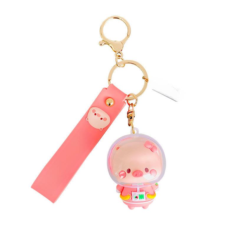 Adorable Piggy Astronaut Silicone Keychain Exquisite Car Key Accessory For Bags