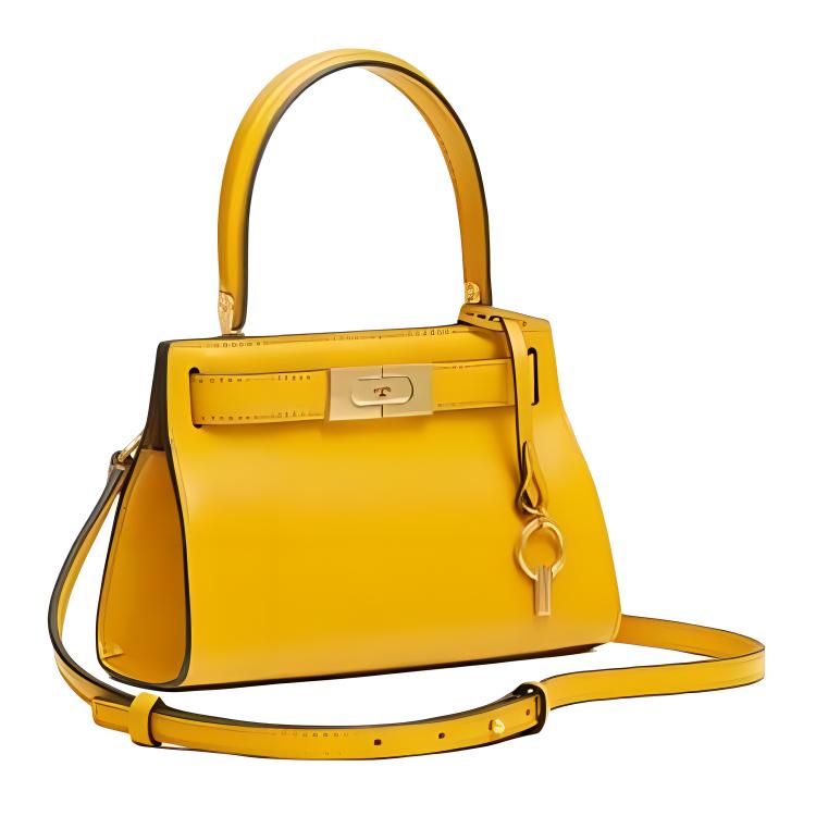 Tory Burch Кожаная сумка-тоут Lee Radziwill с замком-пряжкой, сумка через плечо, сумка на плечо, женские сумки-тоут Лимонно-желтая 56912-787