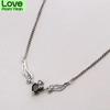 New Fashion Angel Wings Heart Black Zircon Necklace For Women Thai Silver Color Necklace Vintage Jewelry S -N647