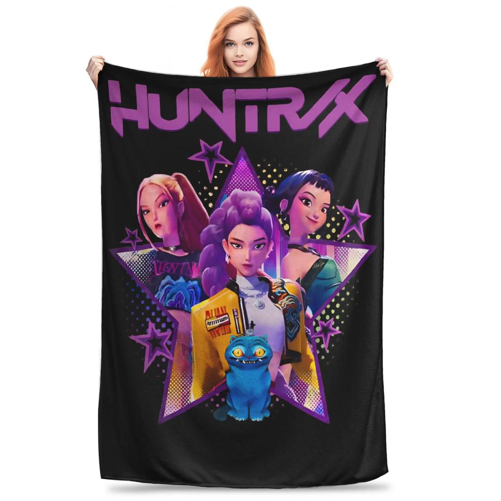 K-pop Охотник на демонов Huntrix Girls Теплое мягкое одеяло Дорожное плюшевое одеяло Новинка Одеяло для дивана Кровать Фланелевое покрывало Покрывало для дивана