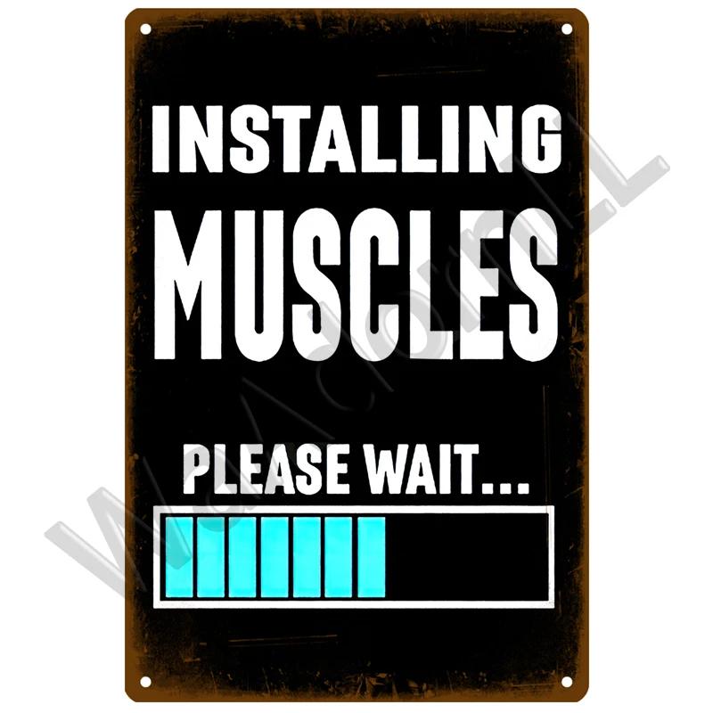 Вывеска для спортзала, металлическая вывеска, винтажный металлический плакат, металлическая табличка для тренировок, настенный декор для мужчин, жестяная вывеска для спортзала в пещере, декоративная тарелка для фитнеса