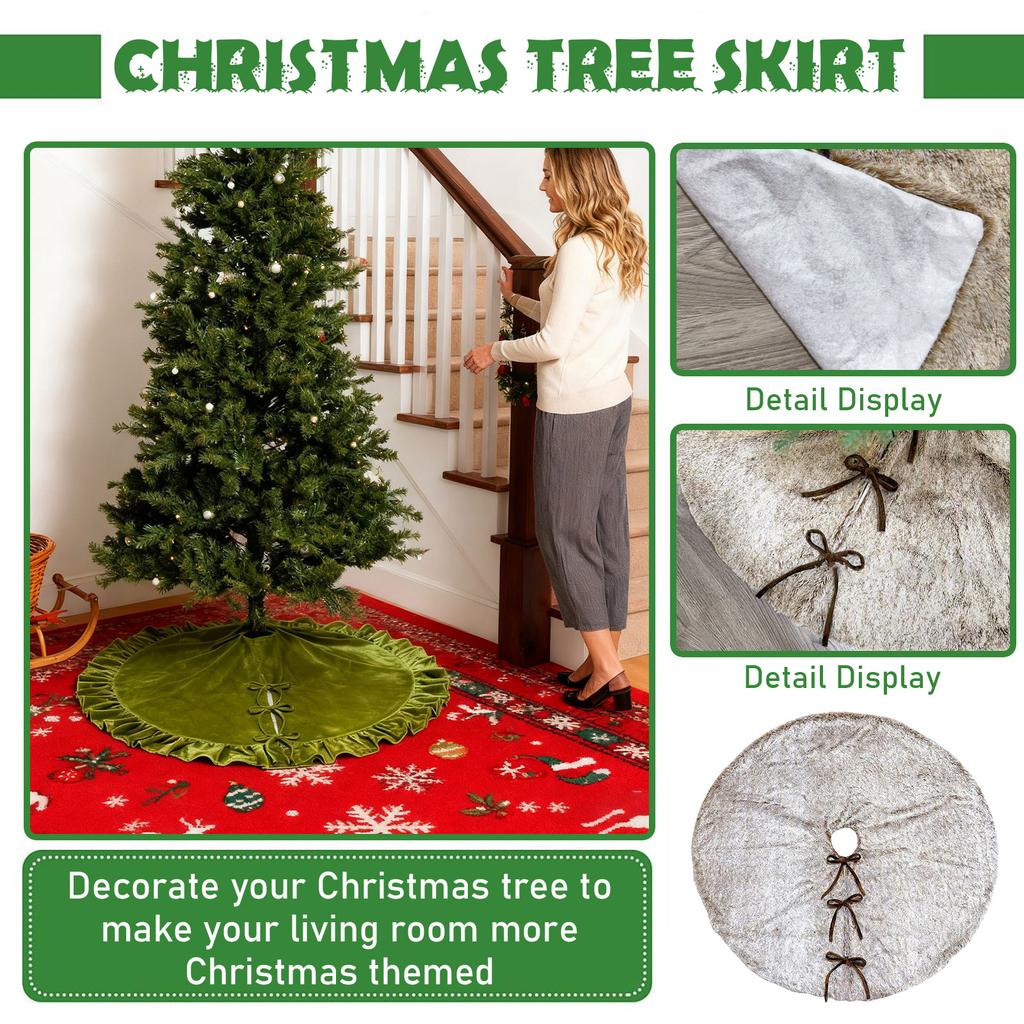 Solid Color Velvet Christmas Lace Tree Dress  122CM